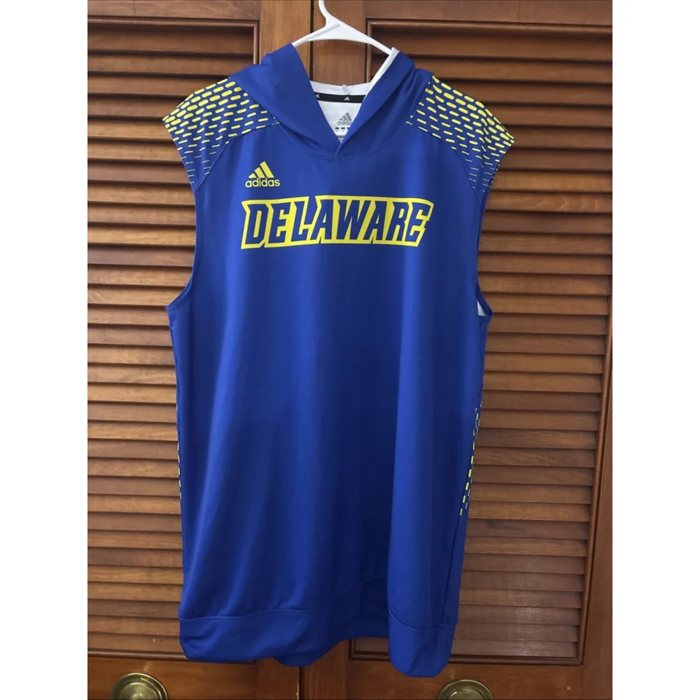 University of Delaware Blue Hens Sleeveless Adidas Hoodie Sweatshirt Adult XL